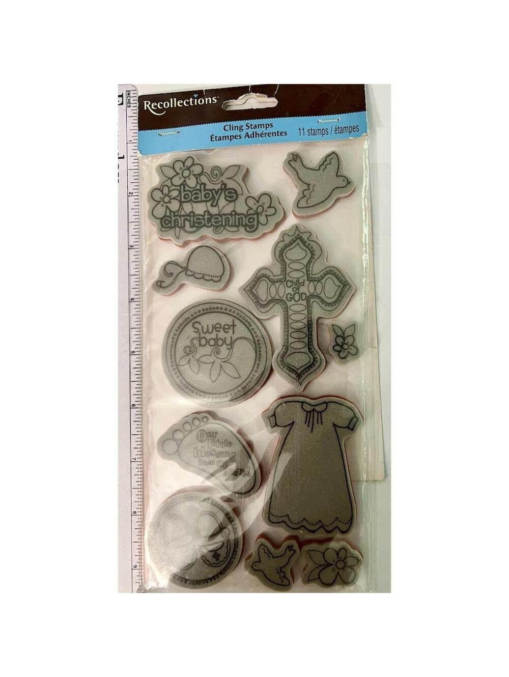Recollections Baby Christening Cling Stamp Set Baptism Set of 11